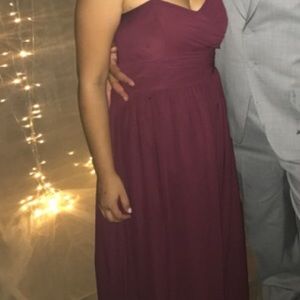 Burgundy strapless dress